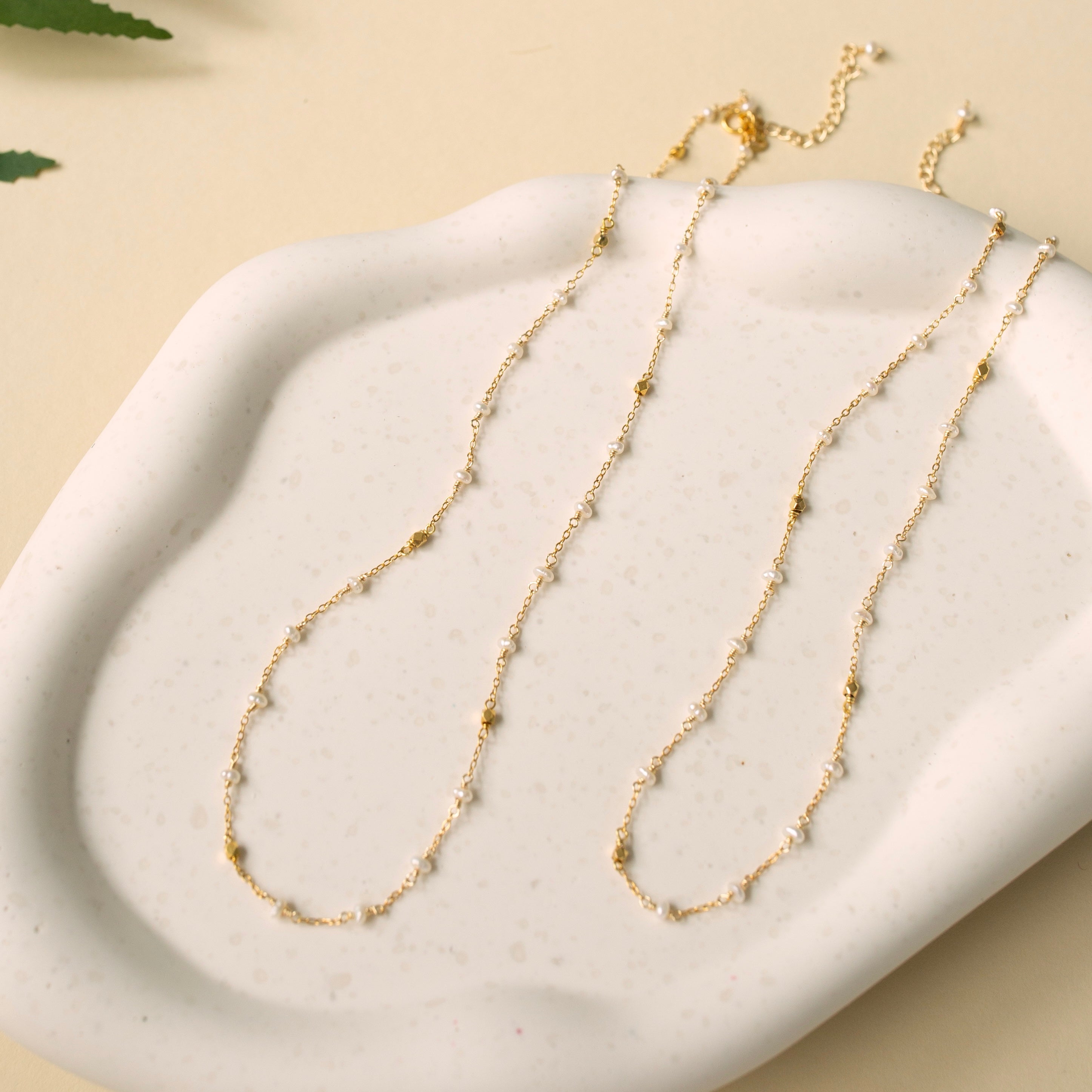 Pearl Gold Chain Necklace | Pearl Martini Chain | Parken Jewelry