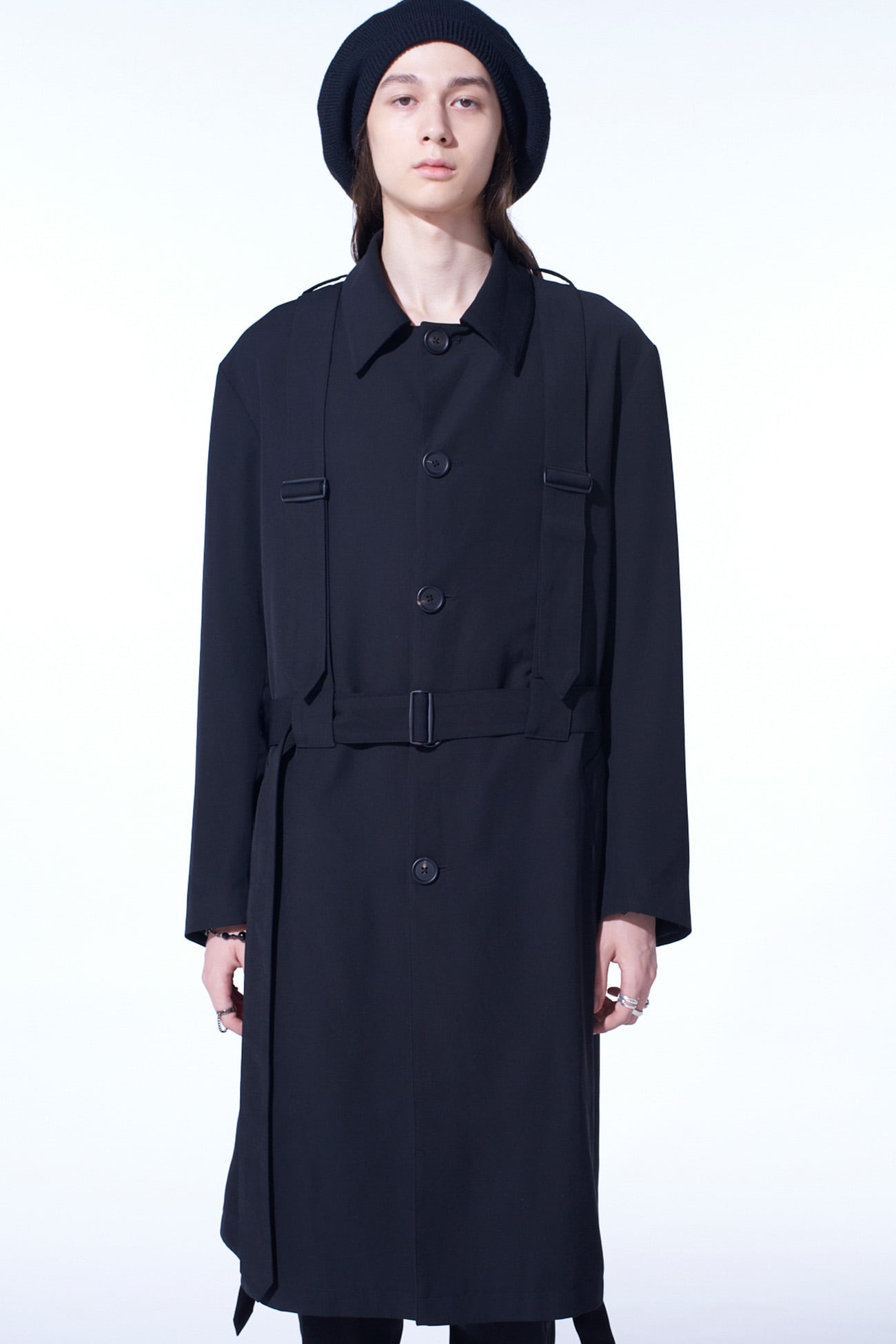 PE/GABARDINE BELTED BANDAGE COAT(M Black): S'YTE｜THE SHOP YOHJI
