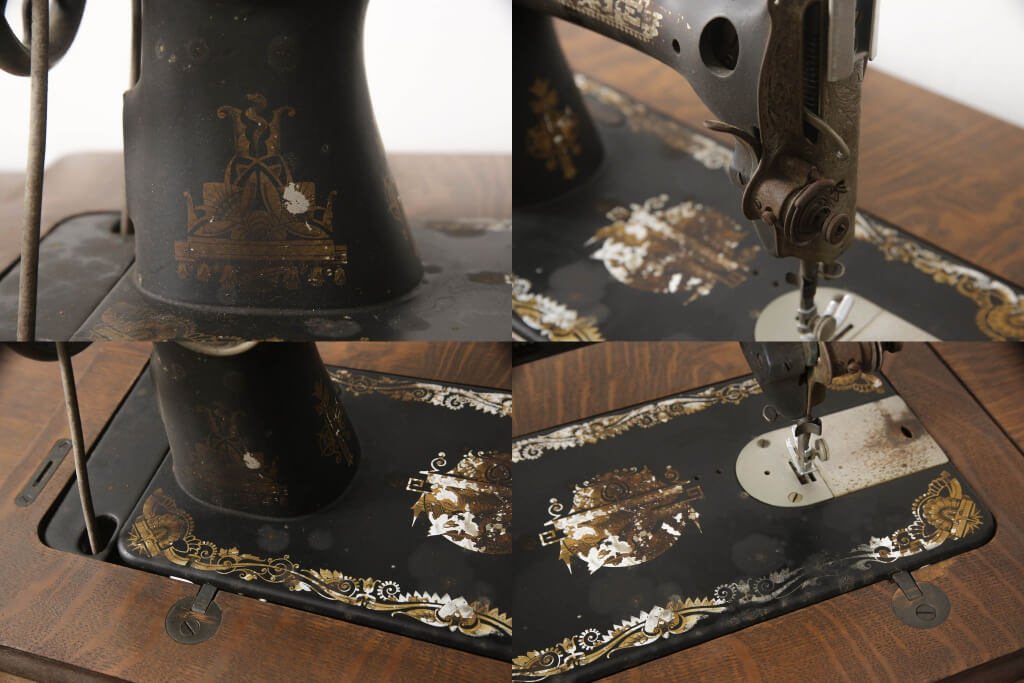 イギリスアンティークシンガーミシン鉄足テーブルディスプレイガーディ