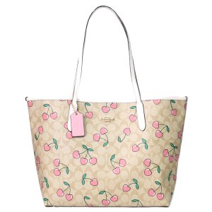 COACH】コーチ レザー 花柄 フラワー プリント ロゴ シティ トート