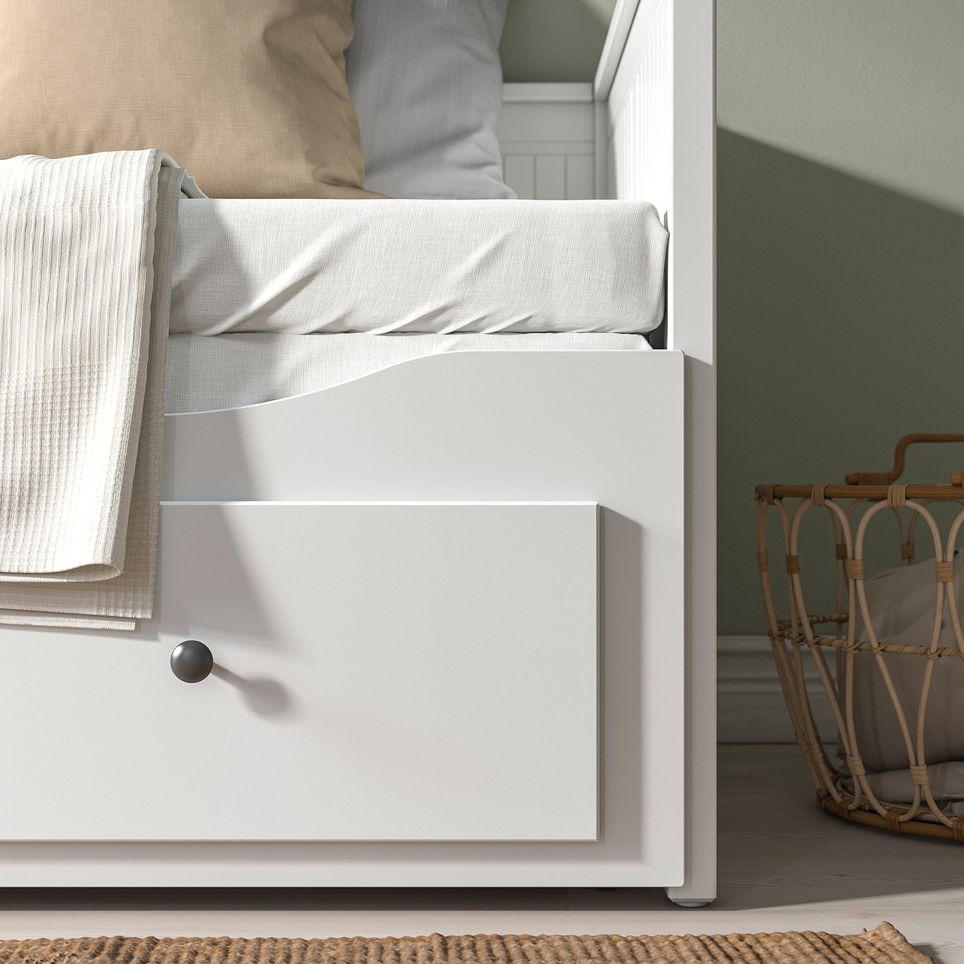 HEMNES ヘムネス デイベッドフレーム（引き出し×3）, ホワイト, 80x200