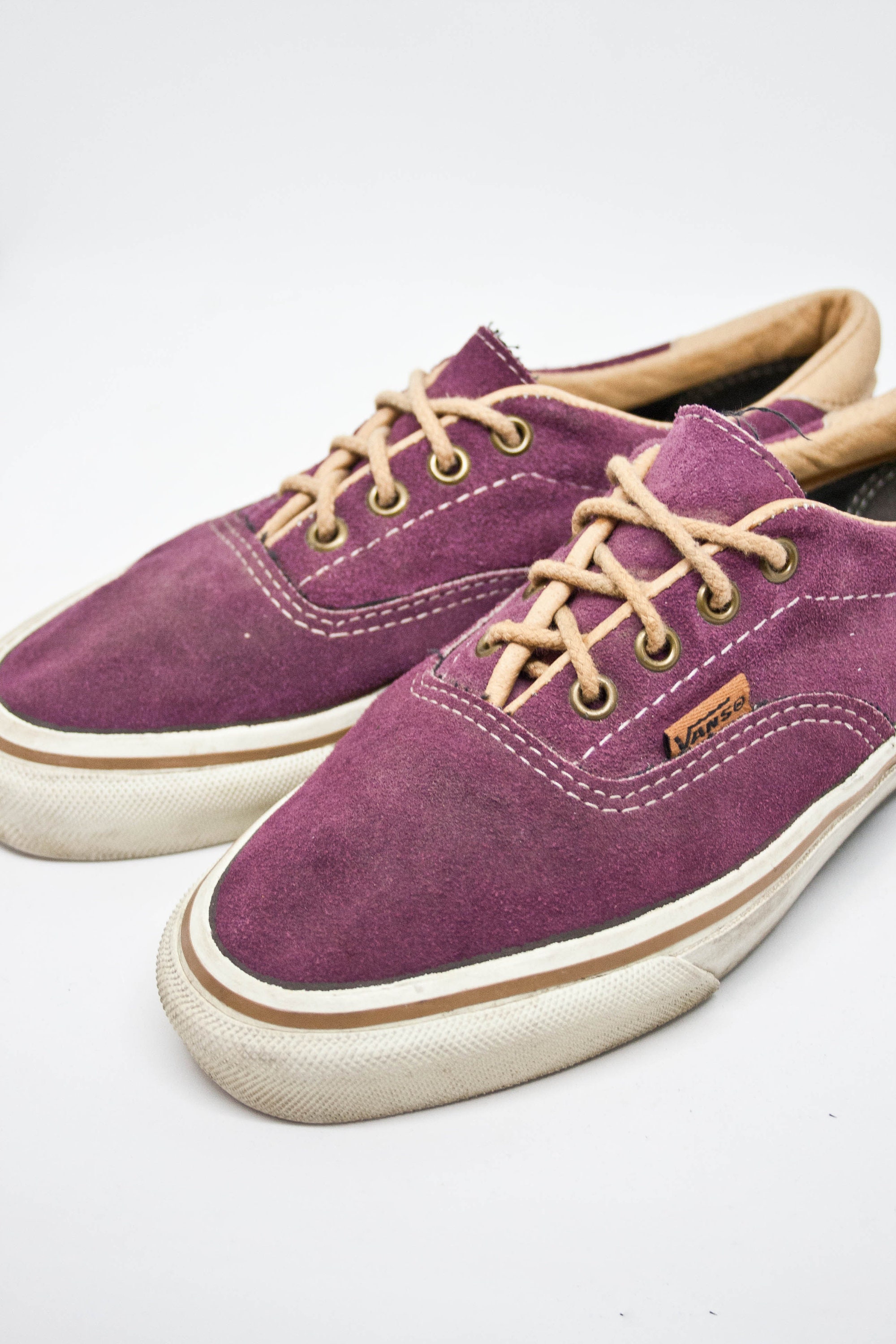 80s VANS Sneakers - - Size 7.5 Womens - Vtg Purple Suede Leather