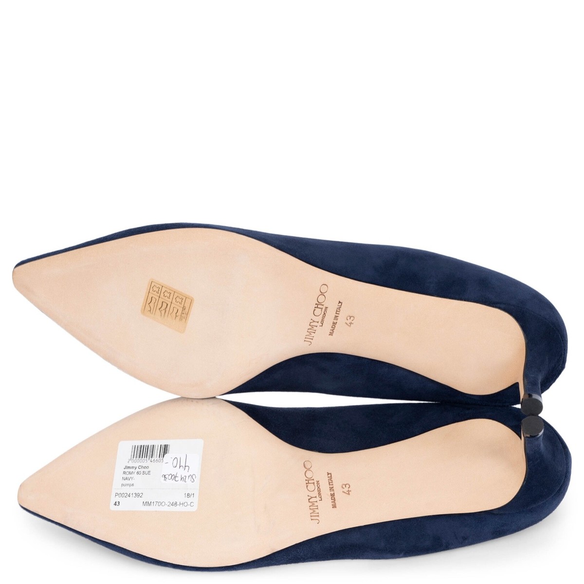 70036 auth JIMMY CHOO navy blue suede ROMY 60 Pumps Shoes 43 fit