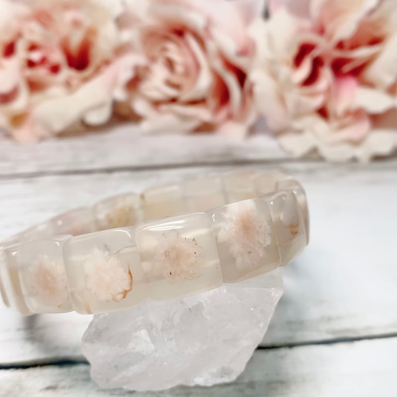 桜フェア】桜瑪瑙ハイクォリティーチェリーブロッサムアゲートバングル