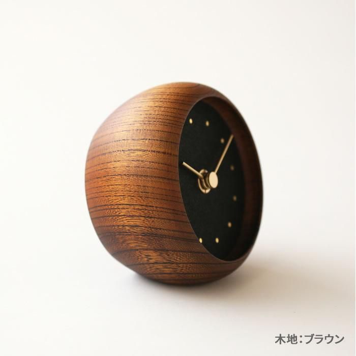 置時計 黒 はなもっこ - 木と岩絵具のアナログ置き時計｜ ハンドメイド
