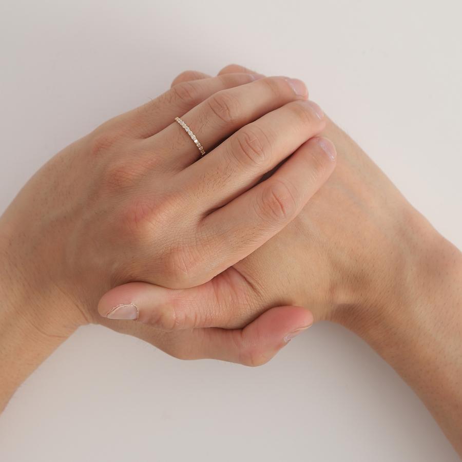 18金 リング 指輪 ハーフエタニティ ダイヤモンド 0.22ct k18 18k