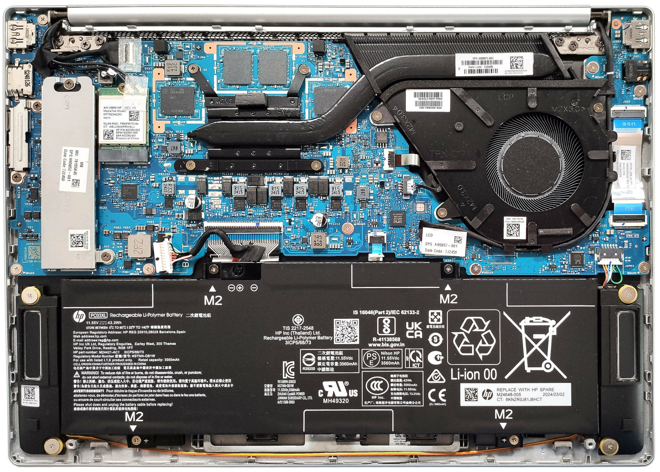 How to open HP Pavilion Aero 13 (13-bg0000) - disassembly and