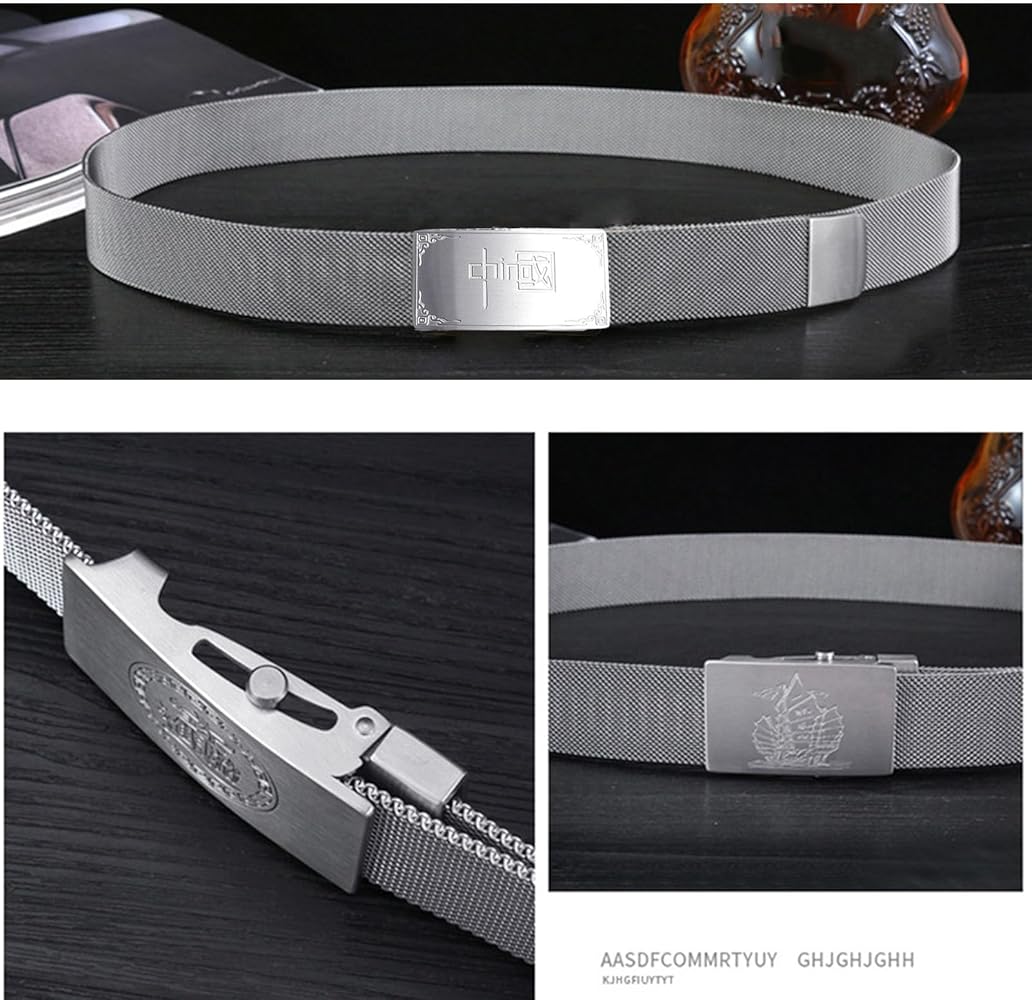 JIARY Stainless Steel Belts for Men, Metal Magnetic Braided Belt