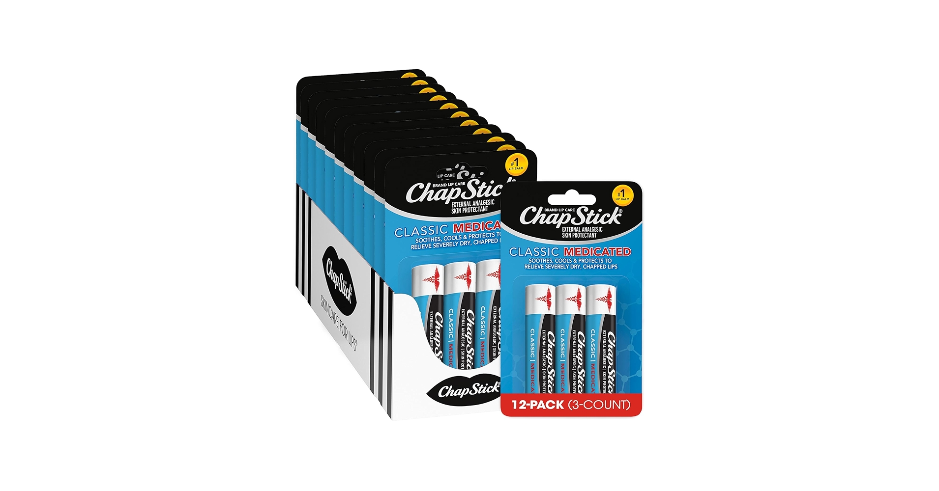 Amazon.com : ChapStick Classic Medicated 3-Packs (12 Sets/36 Tubes