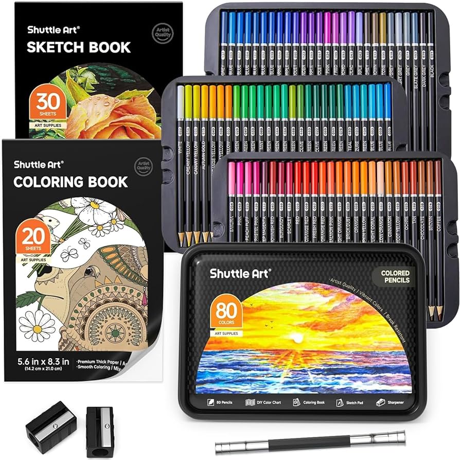 Amazon.com: Shuttle Art 80 Colored Pencils for Adults, Soft Core