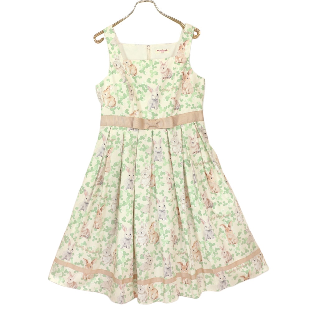 うさぎクローバーノースリーブワンピース(Bunny clover sleeveless