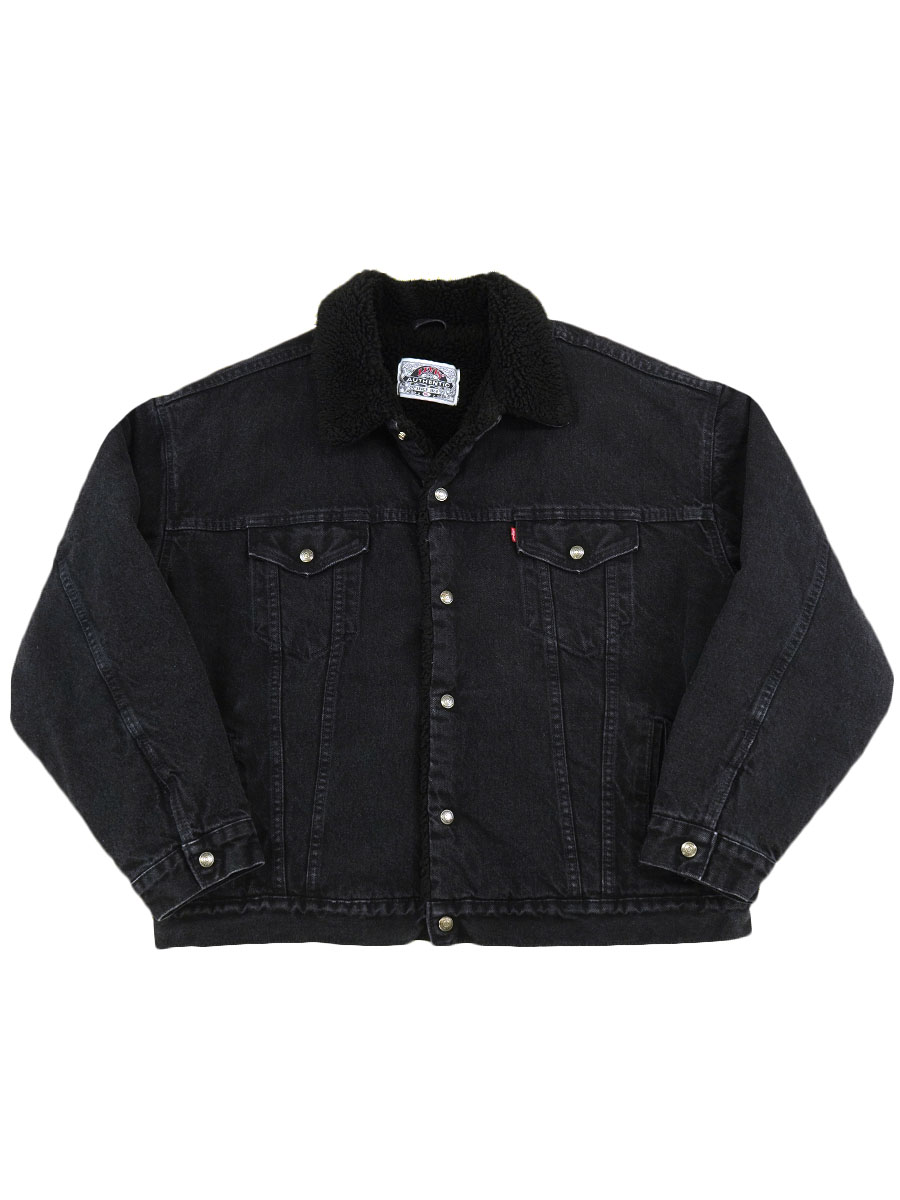 90's Levi's ブラックデニム ボアジャケット 表記(XXL) オールブラック