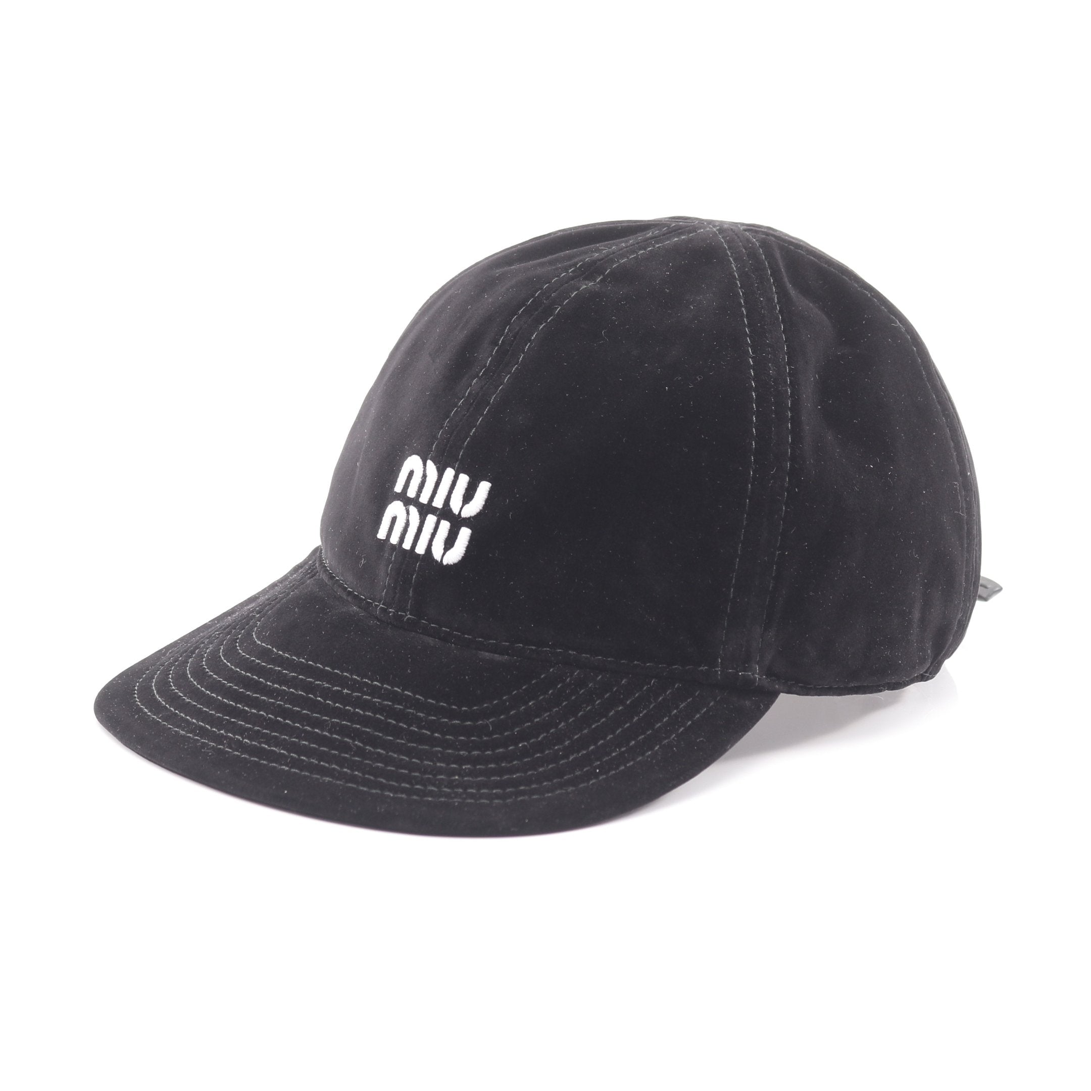ベルベット ベースボール キャップ レーヨン ブラック ミュウミュウ