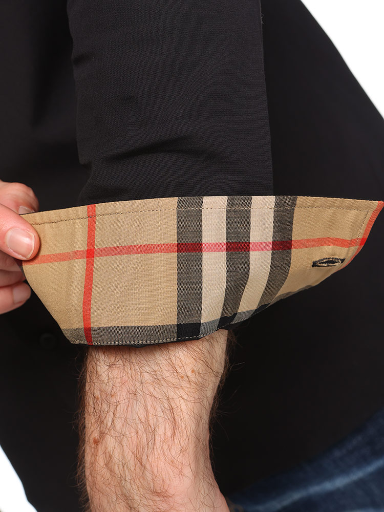 BURBERRY (バーバリー) 襟＆袖裏チェック ロゴ刺繍 レギュラーカラー