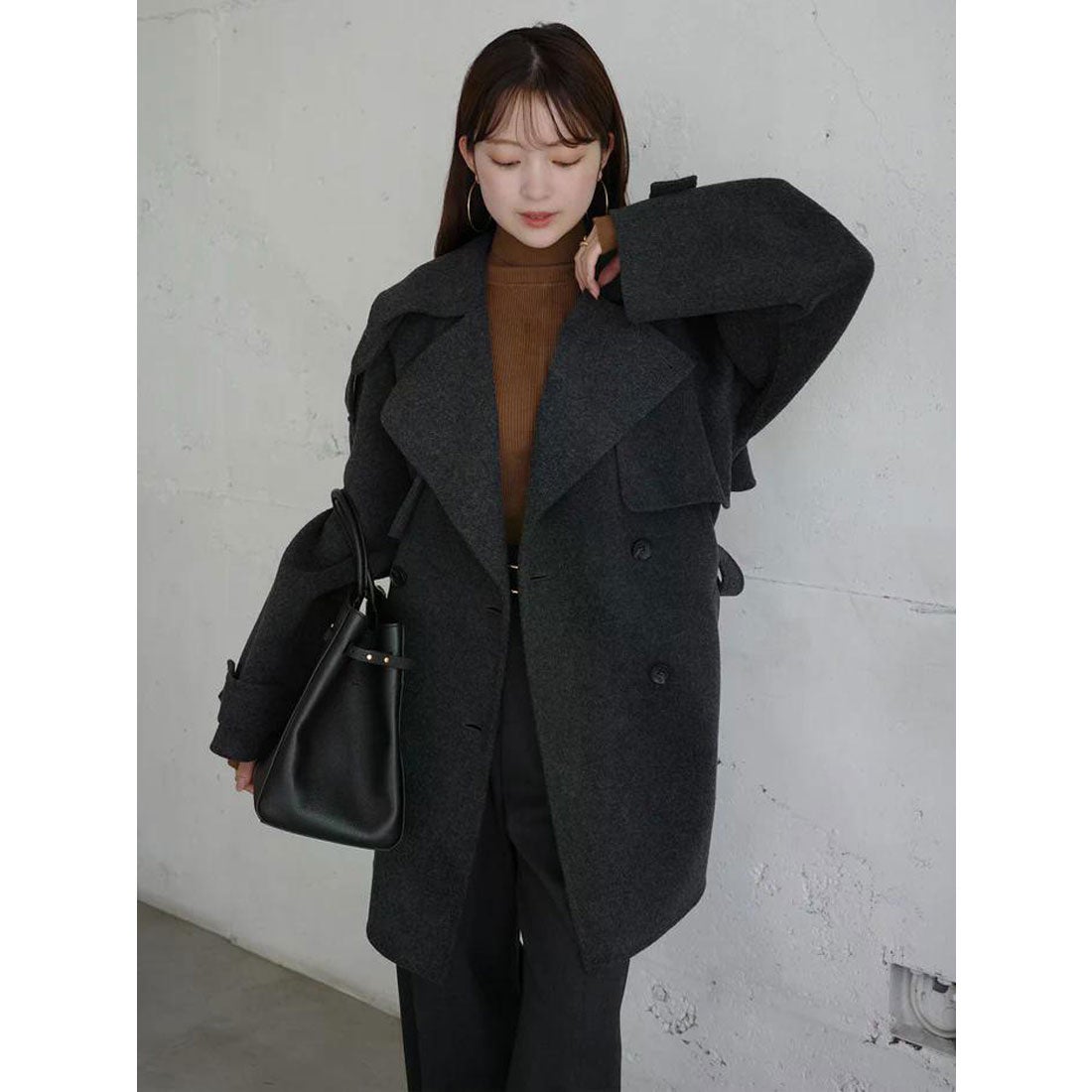 アニュアンス anuans リバーウールミドルトレンチコート （ECRU