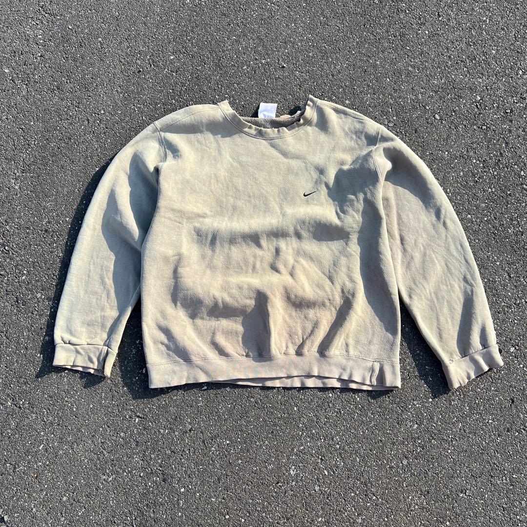 90s OLD NIKE USA製 ヴィンテージボロスウェット オリーブ XL Vintage 90's Nike Swoosh Crewneck Sweatshirt Faded Forest Green