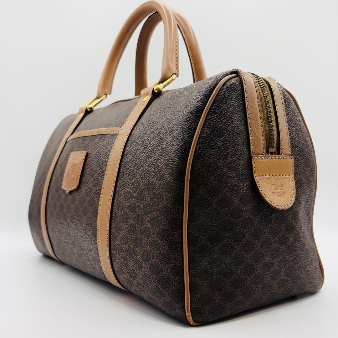 極美品✨️セリーヌ ボストンバッグ トリオンフ マカダム ブラウン レザー 本革 CELINE（セリーヌ） マカダム ハンドバッグ ミニボストンバッグ