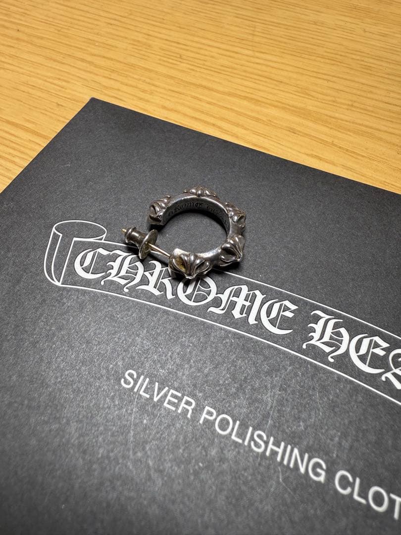 美品 CHROME HEARTS シルバー フープピアス CHROME HEARTS（クロムハーツ） ピアス クロスフープ シルバーピアス