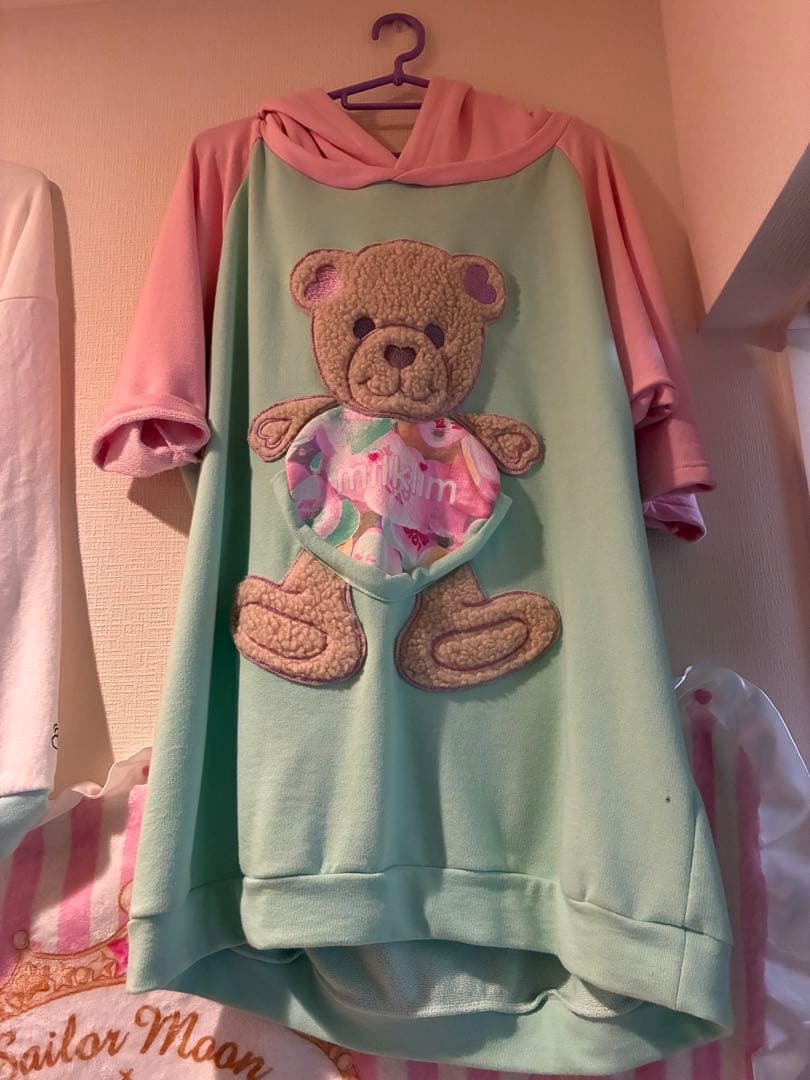 milklim　くまパーカー　スウェット くま クマ テディー プリント パーカー 裏パイル 全商品 DIVA CLOSET
