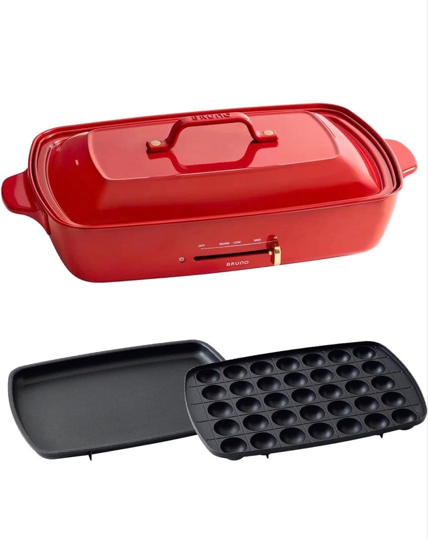 BRUNO ホットプレートグランデサイズ BOE026-RD レッド Amazon | BRUNO ホットプレートグランデサイズ BOE026-RD レッド