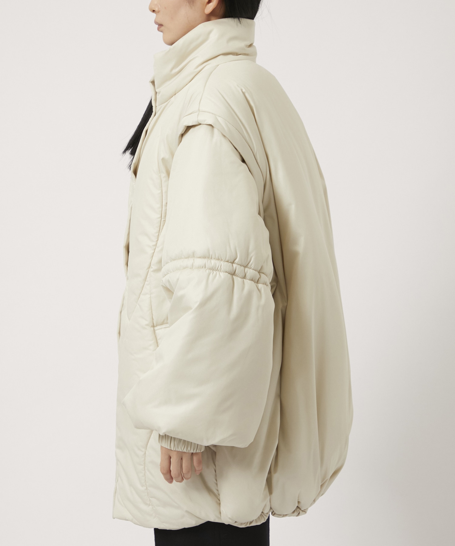 2WAY WAVE STITCH PADDED JACKET(S IVORY): AMERI: WOMENS｜ STUDIOUS