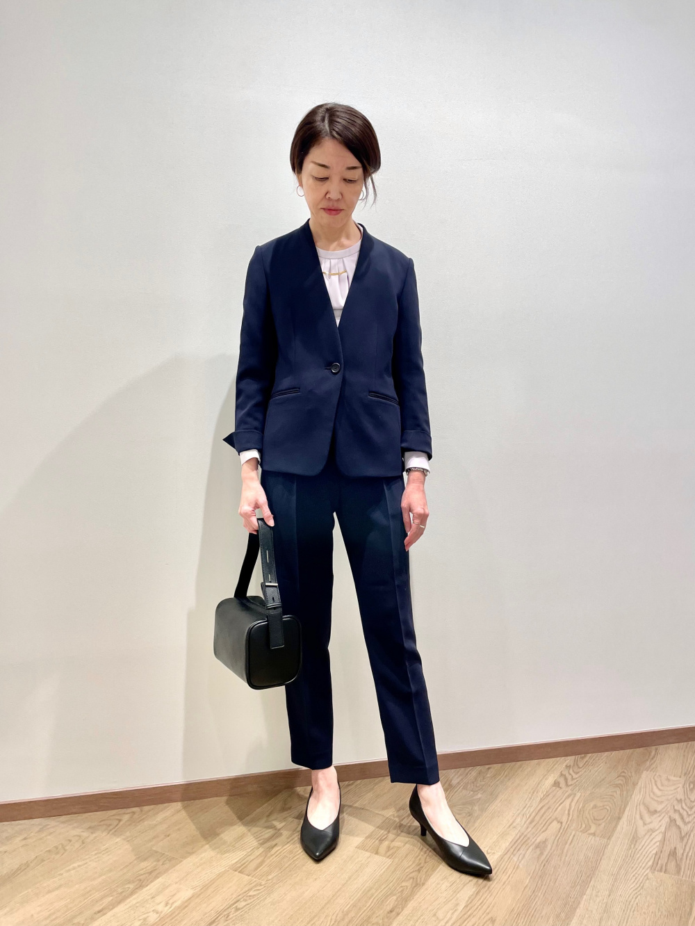 トリアセブレンドカラーレスジャケット、トリアセブレンドテーパード