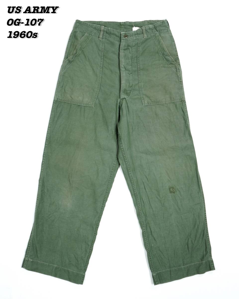 US ARMY UTILITY TROUSERS OG-107 1960s W32 L35 MIL24039 Vintage
