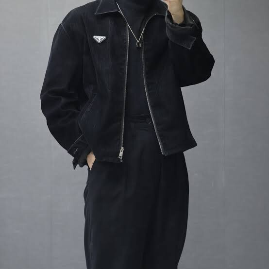 定価35万 プラダ PRADA ベルベットデニムジャケット ブラック XS 44 黒