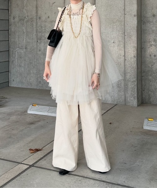 PERNA（ペルナ）の「チュールギャザーキャミソール（シャツ/ブラウス