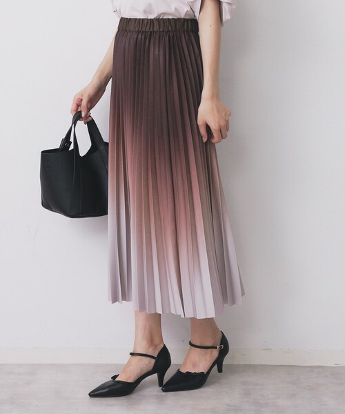 セール】グラデーションプリーツスカート【洗濯機OK/防シワ