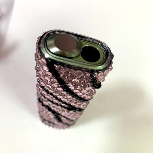 iQOSイルマワンケース デコ ピンク×ブラック ゼブラ柄 アイコスケース