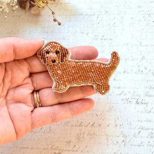 2way】ビーズ刺繍のうちの子ブローチ、バッグチャーム・ミニチュア