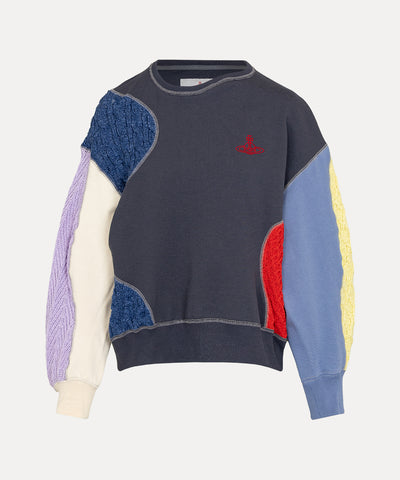 マルチニットブロッキング アニマルトップ(グレー系)（レディース