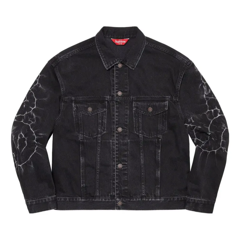 Supreme Radial Embroidered Denim Trucker Jacket 'Black White' SUP